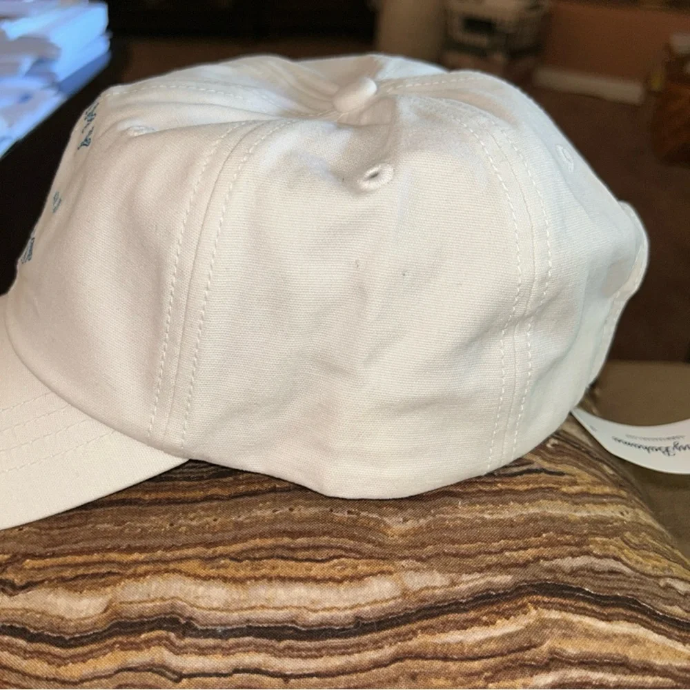 🌺 Vtg Hibiscus Flower Embroidered Baseball Cap Adjustable Tropical white blue